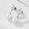Wholesale Stud Earrings Freshwater Pearl S925 Sterling Silver Geometric Pearl Inlaid For Women
