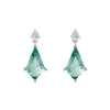 Wholesale Stud Earrings Geometric Green Moss Stone S925 Silver Water Grass Agate Diamond Design For Women