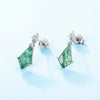 Wholesale Stud Earrings Geometric Green Moss Stone S925 Silver Water Grass Agate Diamond Design For Women