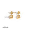 Wholesale Stud Earrings Geometric Round Pearl Titanium Steel 18 Goldplated Stainless Steel Highend Style
