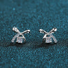 Wholesale Stud Earrings Moissanite Bow 925 Sterling Silver Plated Pt950 Gold Fourclaw Light Luxury Style