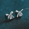 Wholesale Stud Earrings Moissanite Bow 925 Sterling Silver Plated Pt950 Gold Fourclaw Light Luxury Style