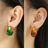 Wholesale Stud Earrings Retro Natural Style Dropshaped 316L Stainless Steel Electroplated 18K Gold For Women