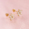 Wholesale Stud Earrings S925 Silver Needle With Inlaid Zircon Flower Design For Women