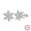 Wholesale Stud Earrings S925 Sterling Silver Flower Geometric Natural Style Electroplated For Women