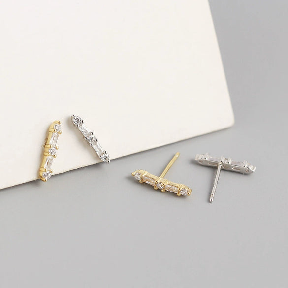 Wholesale Stud Earrings S925 Sterling Silver Geometric Fashion Electroplated