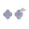 Wholesale Stud Earrings S925 Sterling Silver Geometric Light Luxury Electroplating Inlaid With Fritillary And Highgrade Zircon