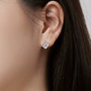 Wholesale Stud Earrings S925 Sterling Silver Geometric Light Luxury Electroplating Inlaid With Fritillary And Highgrade Zircon