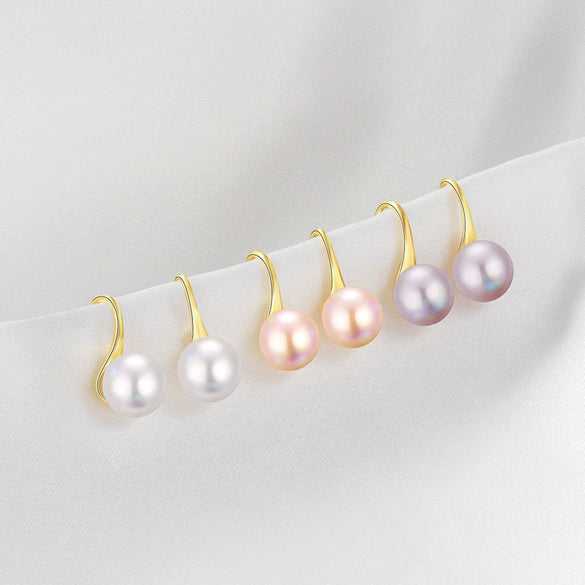 Wholesale Stud Earrings S925 Sterling Silver Natural Freshwater Pearl Geometric Copper Electroplating Women's Ear Jewelry