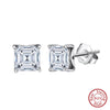 Wholesale Stud Earrings 925 Silver Cubic Zirconia Geometric Fourprong Square Inlaid Electroplated