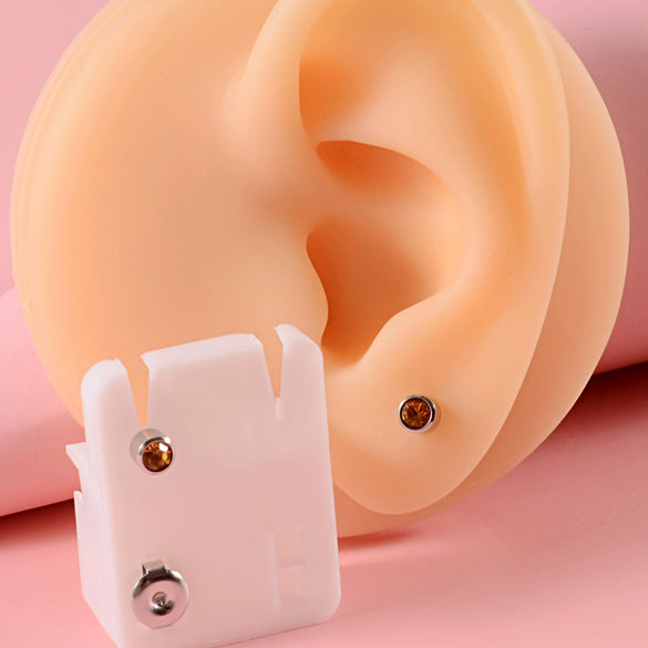 Wholesale Stud Earrings 304 Stainless Steel Geometric Czech Diamond 24K Real Gold Plated Nickelfree Ethylene Oxide Disinfected Unisex