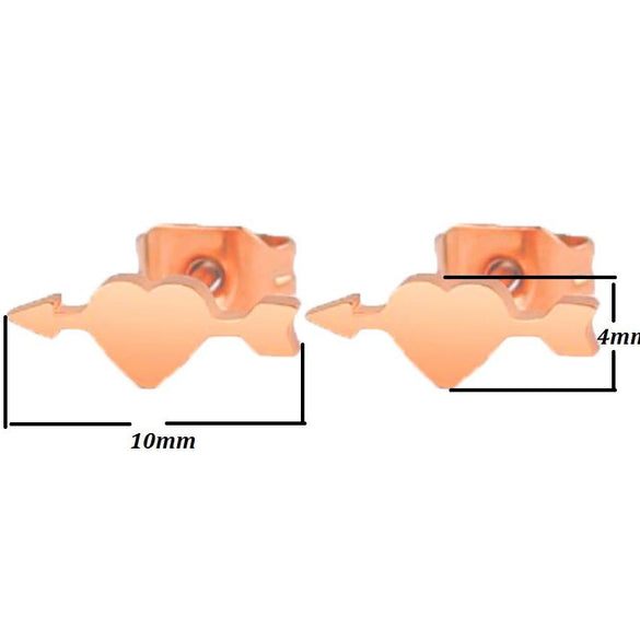 Wholesale Stud Earrings Stainless Steel Geometric Heart Arrow Design Electroplated For Women