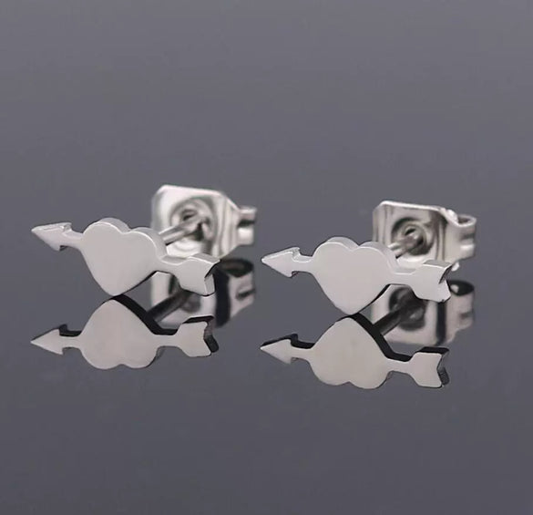 Wholesale Stud Earrings Stainless Steel Geometric Heart Arrow Design Electroplated For Women