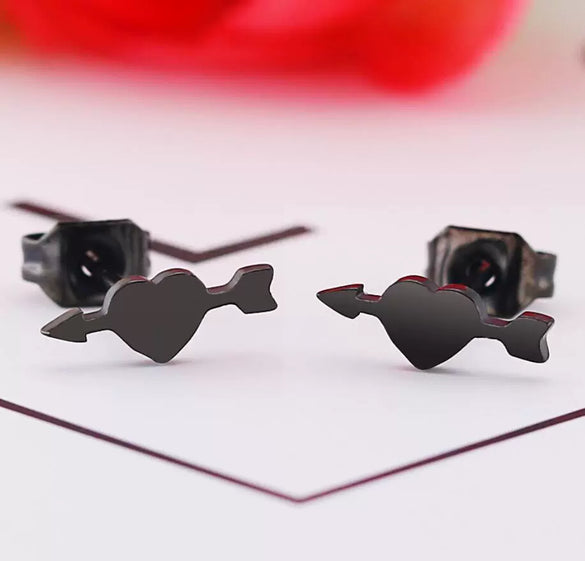 Wholesale Stud Earrings Stainless Steel Geometric Heart Arrow Design Electroplated For Women
