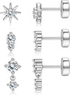 Wholesale Stud Earrings Stainless Steel Geometric Real Gold Electroplated Zirconia Light Luxury Style