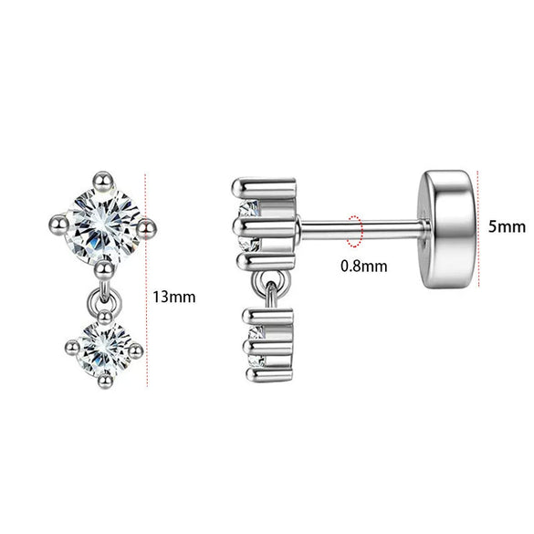 Wholesale Stud Earrings Stainless Steel Geometric Real Gold Electroplated Zirconia Light Luxury Style