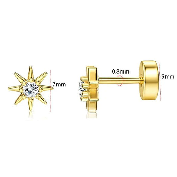 Wholesale Stud Earrings Stainless Steel Geometric Real Gold Electroplated Zirconia Light Luxury Style