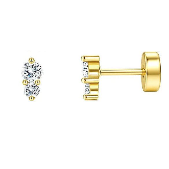 Wholesale Stud Earrings Stainless Steel Geometric Real Gold Electroplated Zirconia Light Luxury Style