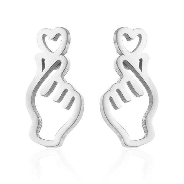 Wholesale Stud Earrings Stainless Steel Hollow Heart Shape Electroplated For Women
