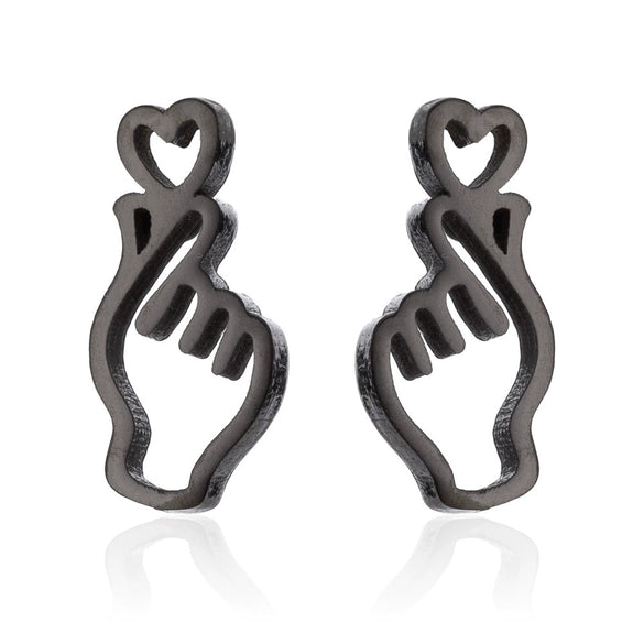 Wholesale Stud Earrings Stainless Steel Hollow Heart Shape Electroplated For Women