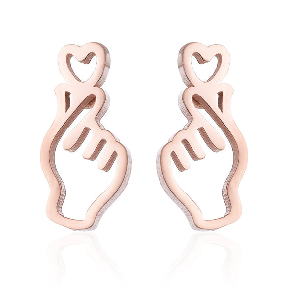 Wholesale Stud Earrings Stainless Steel Hollow Heart Shape Electroplated For Women