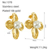 Wholesale Stud Earrings Stainless Steel Pearl Flower Electroplating Fashion Women's