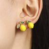 Wholesale Stud Earrings 316L Stainless Steel Resin Fruit Geometric Electroplating For Girls