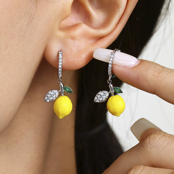 Wholesale Stud Earrings 316L Stainless Steel Resin Fruit Geometric Electroplating For Girls