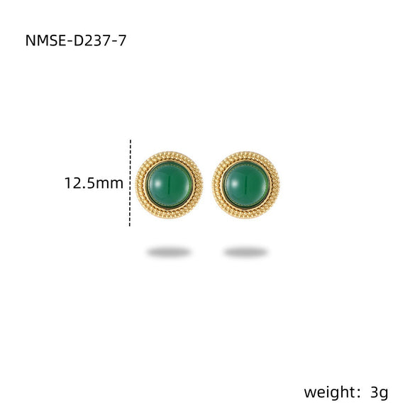 Wholesale Stud Earrings Stainless Steel Tiger Eye Stone Geometric Fashion Electroplating For Women