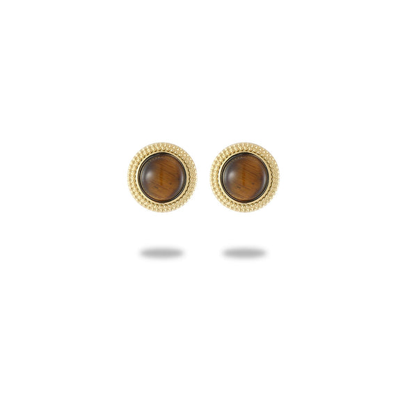 Wholesale Stud Earrings Stainless Steel Tiger Eye Stone Geometric Fashion Electroplating For Women