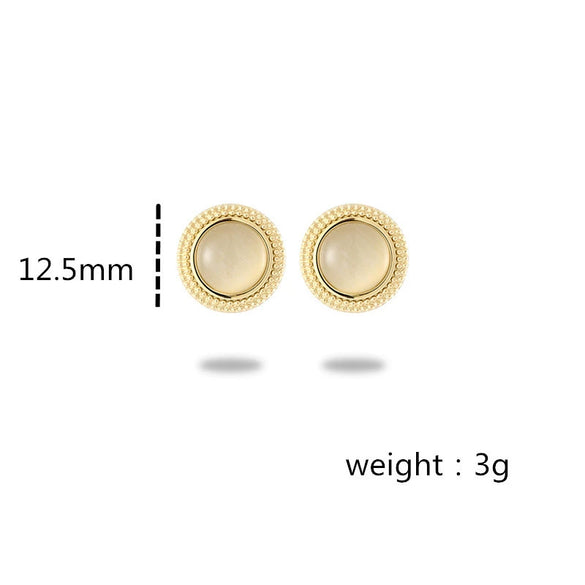 Wholesale Stud Earrings Stainless Steel Tiger Eye Stone Geometric Fashion Electroplating For Women