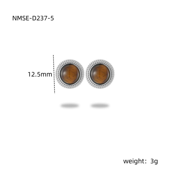 Wholesale Stud Earrings Stainless Steel Tiger Eye Stone Geometric Fashion Electroplating For Women