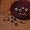 Wholesale Stud Earrings Stainless Steel Tiger Eye Stone Geometric Fashion Electroplating For Women
