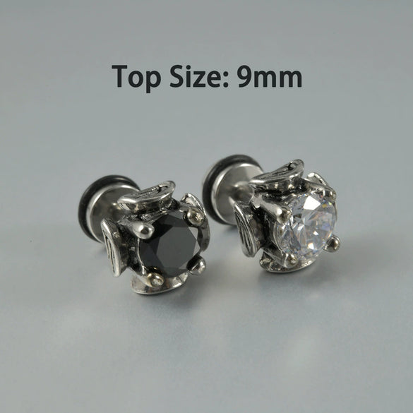 Wholesale Stud Earrings Stainless Steel Zircon Clawshaped Geometric Hip Hop Style Electroplated