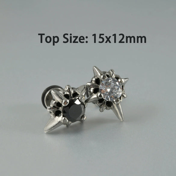 Wholesale Stud Earrings Stainless Steel Zircon Clawshaped Geometric Hip Hop Style Electroplated