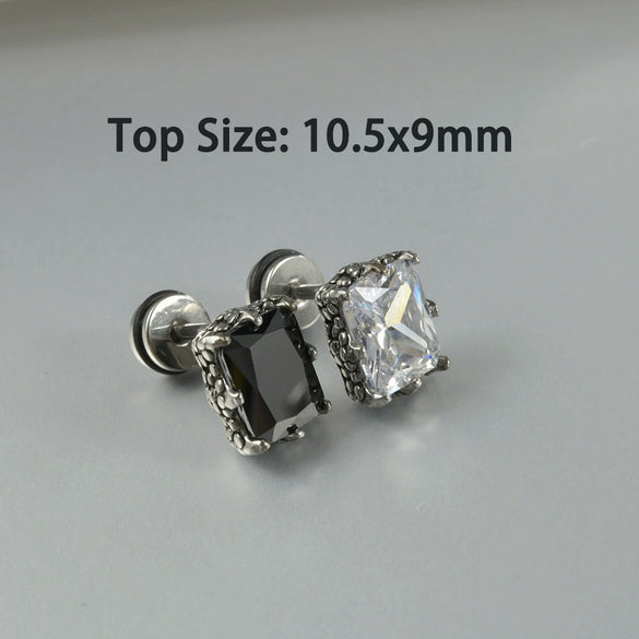 Wholesale Stud Earrings Stainless Steel Zircon Clawshaped Geometric Hip Hop Style Electroplated