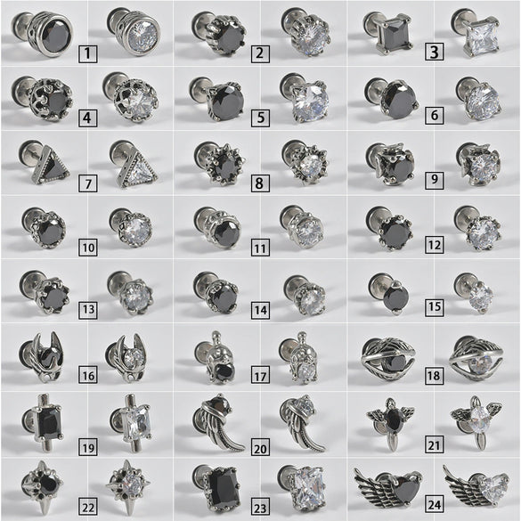 Wholesale Stud Earrings Stainless Steel Zircon Clawshaped Geometric Hip Hop Style Electroplated