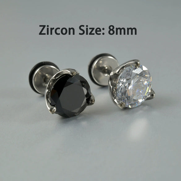 Wholesale Stud Earrings Stainless Steel Zircon Clawshaped Geometric Hip Hop Style Electroplated