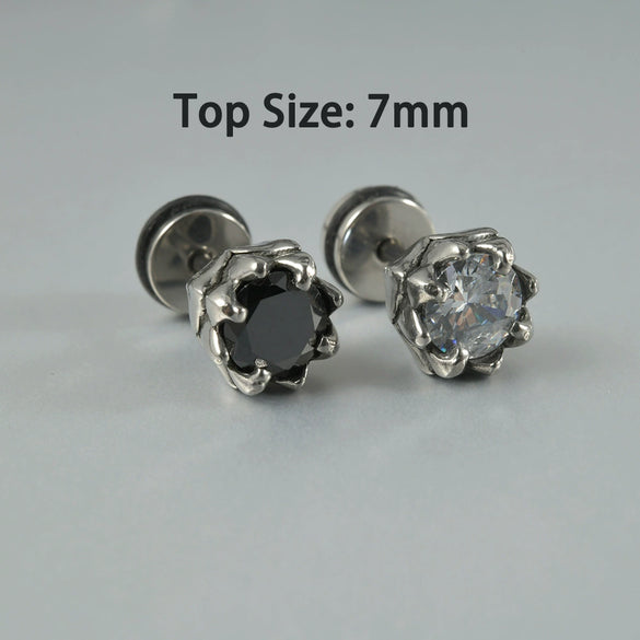 Wholesale Stud Earrings Stainless Steel Zircon Clawshaped Geometric Hip Hop Style Electroplated