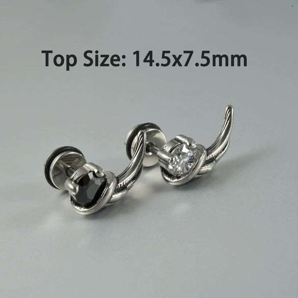 Wholesale Stud Earrings Stainless Steel Zircon Clawshaped Geometric Hip Hop Style Electroplated