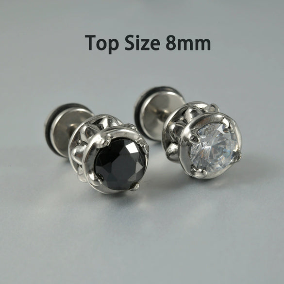 Wholesale Stud Earrings Stainless Steel Zircon Clawshaped Geometric Hip Hop Style Electroplated