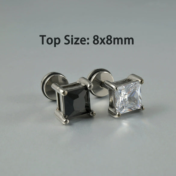 Wholesale Stud Earrings Stainless Steel Zircon Clawshaped Geometric Hip Hop Style Electroplated