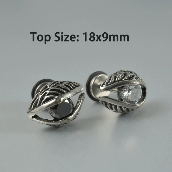 Wholesale Stud Earrings Stainless Steel Zircon Clawshaped Geometric Hip Hop Style Electroplated