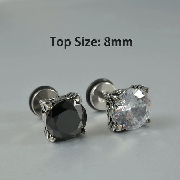 Wholesale Stud Earrings Stainless Steel Zircon Clawshaped Geometric Hip Hop Style Electroplated