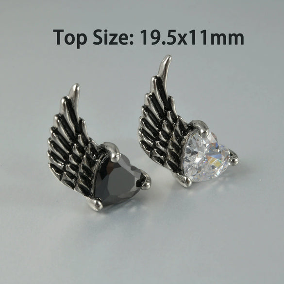 Wholesale Stud Earrings Stainless Steel Zircon Clawshaped Geometric Hip Hop Style Electroplated