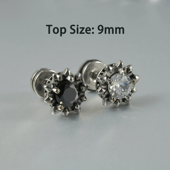 Wholesale Stud Earrings Stainless Steel Zircon Clawshaped Geometric Hip Hop Style Electroplated