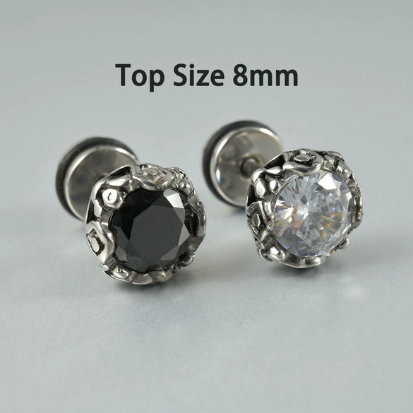 Wholesale Stud Earrings Stainless Steel Zircon Clawshaped Geometric Hip Hop Style Electroplated