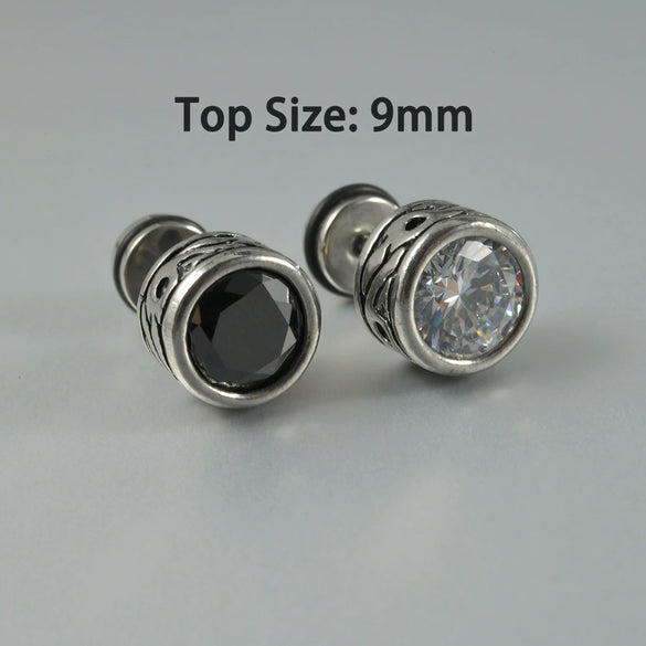 Wholesale Stud Earrings Stainless Steel Zircon Clawshaped Geometric Hip Hop Style Electroplated