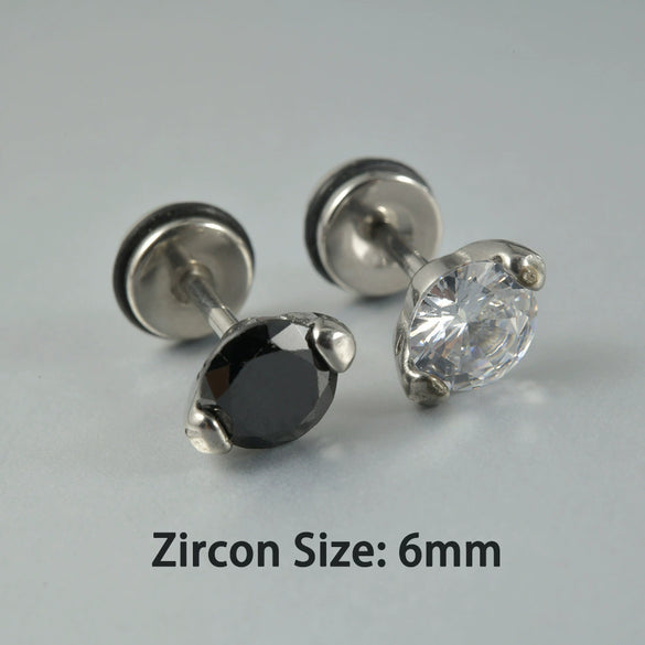 Wholesale Stud Earrings Stainless Steel Zircon Clawshaped Geometric Hip Hop Style Electroplated