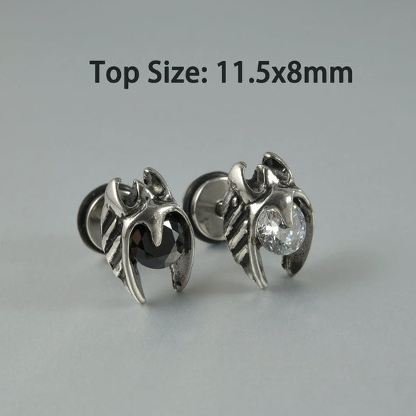 Wholesale Stud Earrings Stainless Steel Zircon Clawshaped Geometric Hip Hop Style Electroplated